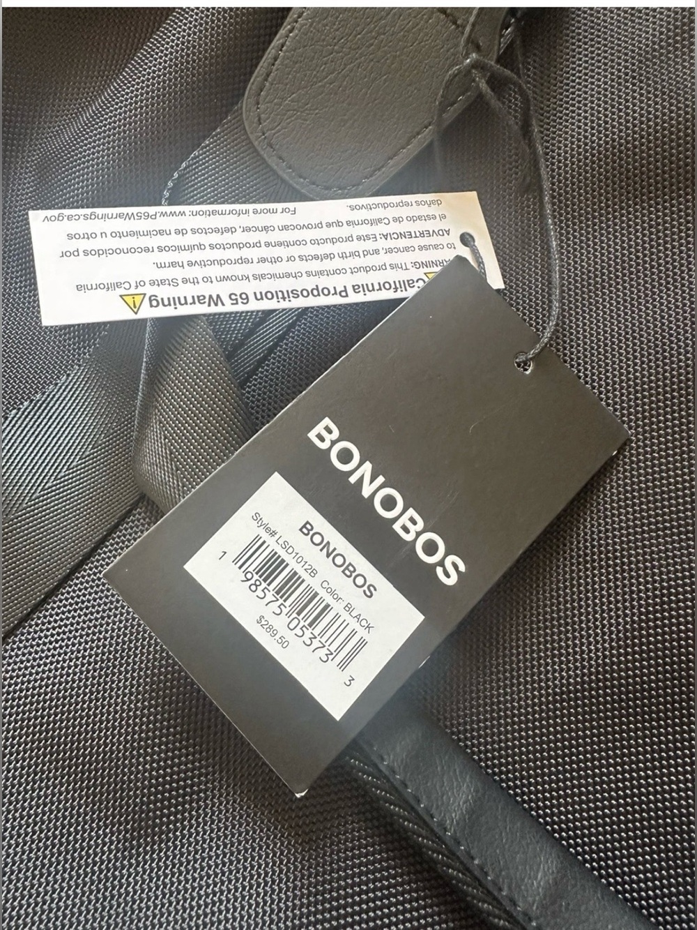 Bonobos~Black Ballistic Nylon Duffle Bag w/ Leather Accents-Adjustable
Strap~NWT - Picture 10 of 16